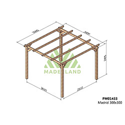 Maderland Pergola en bois massif Madrid 300 x 300 cm