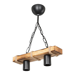 Helloshop26 Lustre lampe lumière suspendu suspension hemel en métal bois corde de jute hauteur 44 cm 2 x E27 03_0007493