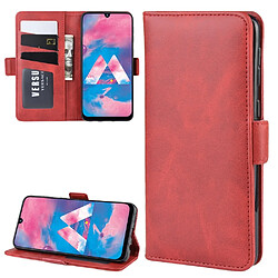 Wewoo Housse Coque Pour Galaxy M30 / A40S Double boucle Crazy Horse Business Holster de téléphone portable avec fonction de support de portefeuille de carte Rouge