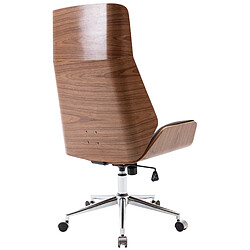 Acheter Decoshop26 Fauteuil de bureau design rétro dossier haut en PVC marron et cadre en bois couleur noyer pieds en métal chromé 10_0002435