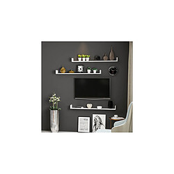 Acheter HOMEMANIA Set 3 Étagère Paldy Murales Flottantes, pour Livres - pour Salon, Bureau - Blanc en Bois, 120 x 15 x 10 cm