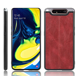 Wewoo Coque Pour Galaxy A80 / A90 antichoc couture peau de vache motif PC + PU + TPU rouge