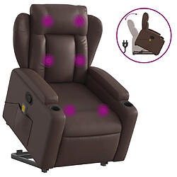 vidaXL Fauteuil inclinable de massage Marron Similicuir