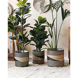 Beliani Lot de 3 pots de fleurs RATTAIL Osier Bois clair/Noir