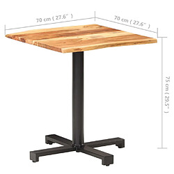 vidaXL Table de bistro au bord naturel 70x70x75cm Bois d'acacia massif pas cher