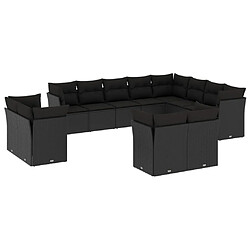 Maison Chic Salon de jardin 12 pcs avec coussins | Ensemble de Table et chaises | Mobilier d'Extérieur noir résine tressée -GKD48702