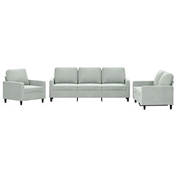 Maison Chic Ensemble de canapés 3 pcs avec coussins, Canapé droit Sofa pour Salon Gris clair Velours -GKD682198