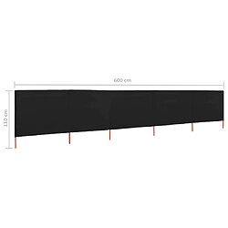 vidaXL Paravent 5 panneaux Tissu 600 x 80 cm Noir pas cher