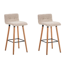 Non Lot de 2 tabourets de bar Lincoln tissu naturel pas cher