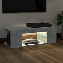 Avis vidaXL Meuble TV avec lumières LED gris béton 90x39x30 cm