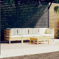 Maison Chic Salon de jardin 5 pcs + coussins - Mobilier/Meubles de jardin - Table et chaises d'extérieur crème bois de pin massif -MN42587