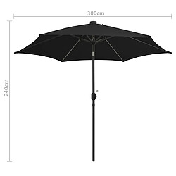 vidaXL Parasol de jardin avec lumières LED et mât en aluminium noir pas cher