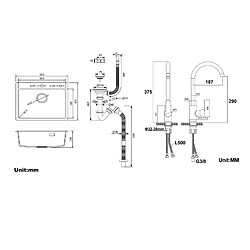 Acheter Auralum MAX 1 Bac Évier Cuisine en Granit,55*45*20cm,Kit de Vidage,Noir+Robinet Cuisine Pivotant à 360° avec Eau Chaude/Froide, Chromé