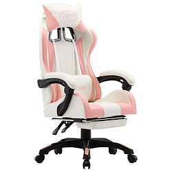 Maison Chic Fauteuil de jeux vidéo avec repose-pied,Fauteuil Gamer du Bureau Rose et blanc Similicuir -MN14202