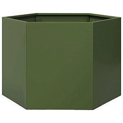 vidaXL Jardinière vert olive hexagone 69x60x45 cm acier