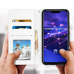 Avis Avizar Housse Huawei Mate 20 lite Étui Folio Portefeuille Fonction Support - blanc