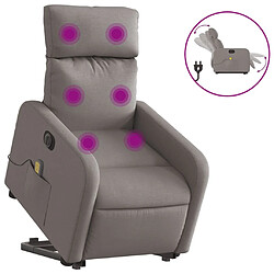 vidaXL Fauteuil inclinable de massage électrique Taupe Tissu