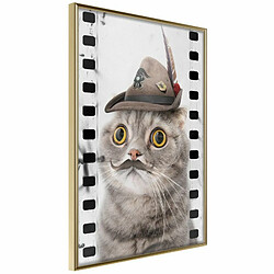 Paris Prix Affiche Murale Encadrée Dressed Up Cat 30 x 45 cm Or