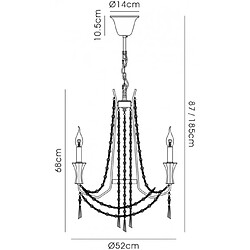 Luminaire Center Chandelier sans abats jours Armand Or français 3 ampoules 87cm