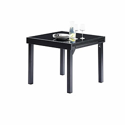 Wilsa Garden Table Modulo 4/8 personnes structure en aluminium noire, plateau en verre noir