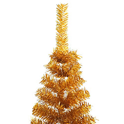 Acheter vidaXL Demi sapin de Noël artificiel avec support doré 210 cm PET