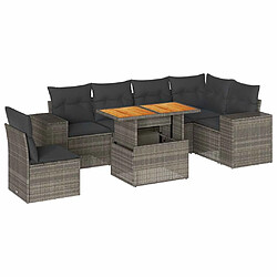 vidaXL Salon de jardin avec coussins 7 pcs gris résine tressée