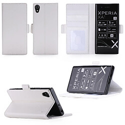 Sony Xperia XA1 : Housse Portefeuille luxe blanche Style Cuir avec stand - Etui blanc coque de protection Sony XA 1 2017 Dual SIM avec porte cartes - Accessoires pochette XEPTIO : Exceptional case