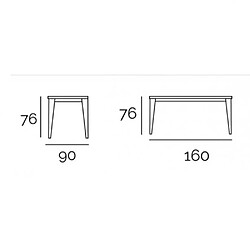 Inside 75 Table repas GEO 6 couverts 160 x 90 x 76 cm pieds chêne plateau céramique noir