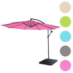 Mendler Acerra, parasol, protection solaire, Ø 3m inclinable, polyester/acier 11kg ~ rose avec support