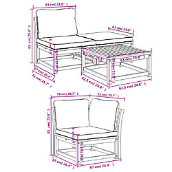 vidaXL Salon de jardin 4 pcs avec coussins Bois d'acacia solide pas cher