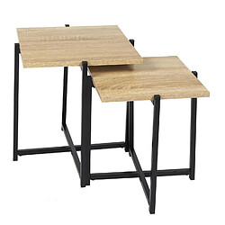 Avis The Home Deco Factory Lot de 2 tables gigognes en bois et métal Kalo - Marron et noir