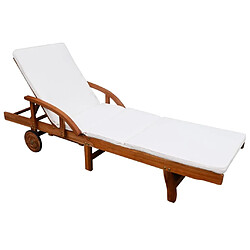 Maison Chic Chaise longue avec coussin | Bain de soleil Relax | Transat Bois d'acacia solide -GKD85437