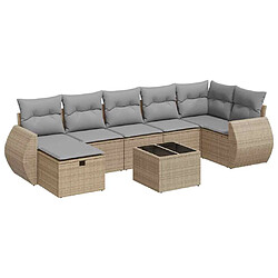 vidaXL Salon de jardin avec coussins 8 pcs beige résine tressée