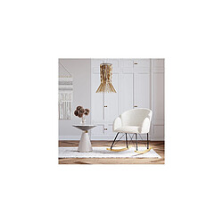 ICONIK INTERIOR Fauteuil à Bascule avec Accoudoirs En Bouclette Fausse Fourrure Tapissée - Boucles Blanches - Freia Blanc