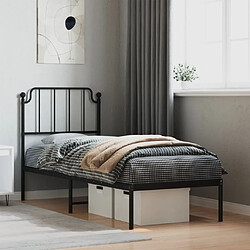 Maison Chic Cadre/structure de lit métal et tête de lit pour adulte - Lit Moderne Chambre noir 80x200 cm -MN95655