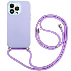 Coque en TPU anti-rayures, anti-chutte avec lanière pour votre iPhone 14 Pro Max - violet