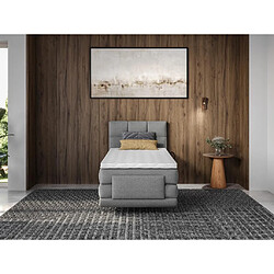 Avis Vente-Unique Ensemble complet boxspring tête de lit capitonnée + sommiers relaxation électrique + matelas + surmatelas - 100 x 200 cm - Tissu - Gris clair - LODI de PALACIO