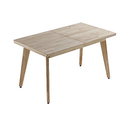 Pegane Table à manger rectangulaire extensible en bois de chêne naturel - Longueur 140-180 x Profondeur 80 x Hauteur 76 cm