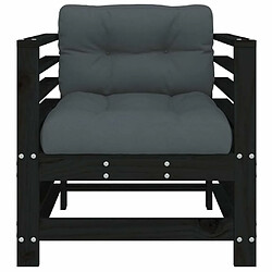 Acheter Maison Chic Lot de 2 Chaises de jardin,Fauteuil d'extérieur et coussins noir bois de pin massif -MN90642