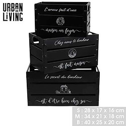 Urban Living Lot de 3 caisses métal décorées - Noir