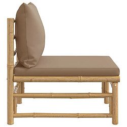 Avis vidaXL Canapé central de jardin avec coussins taupe bambou