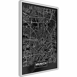 Paris Prix Affiche Murale Encadrée City Map Munich Dark 20 x 30 cm Blanc