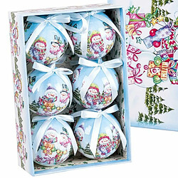 BigBuy Christmas Boules de Noël Multicouleur Polyfoam Bonhomme de Neige 7,5 x 7,5 x 7,5 cm (6 Unités)