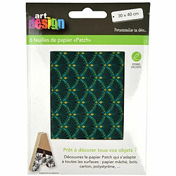 Paris Prix Lot de 6 Feuilles de Papier Patch Floral Damask 30x40cm Vert