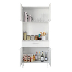 Avis Pegane Armoire, placard de rangement avec 1 tiroir et 4 portes coloris blanc - longueur 80 x profondeur 36 x hauteur 180 cm