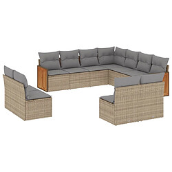 Maison Chic Salon de jardin 11 pcs avec coussins | Ensemble de Table et chaises | Mobilier d'Extérieur beige résine tressée -GKD32089