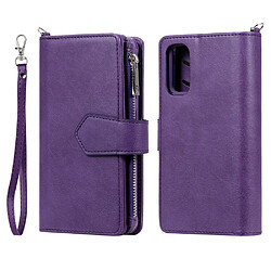 Etui en PU fermeture éclair magnétique détachable 2 en 1 avec support violet pour votre Samsung Galaxy S20