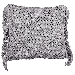 Acheter Beliani Lot de 2 coussins BESHAM Coton 45 x 45 cm Géométrique Macramé Gris