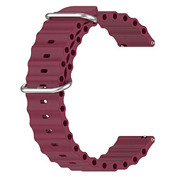 Bracelet en silicone couleur solide, design ondulé, réglable pour votre Samsung Galaxy Watch3 45mm/Galaxy Watch 46mm Universal 22mm - rouge vin