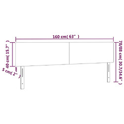 vidaXL Tête de lit à LED Noir 160x5x78/88 cm Velours pas cher